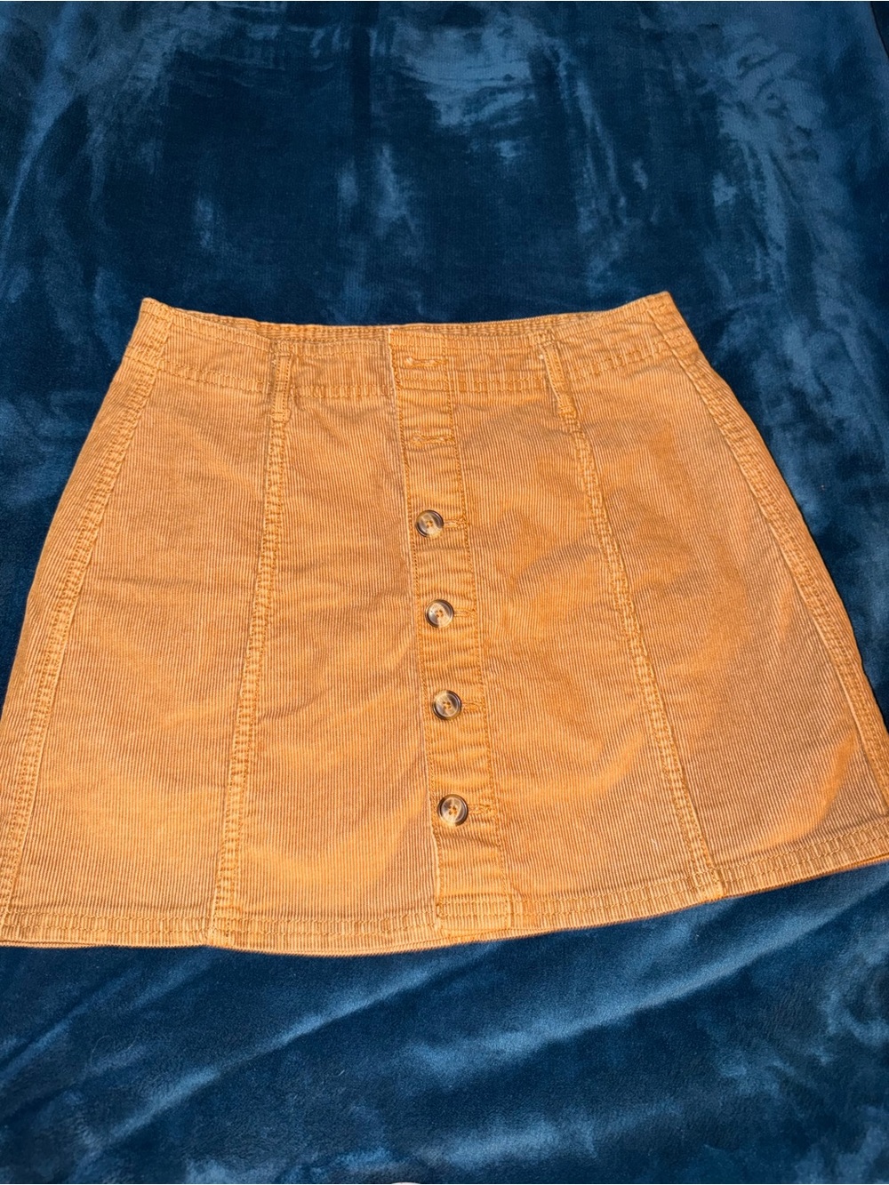 American Eagle Outfitters Button-Front Corduroy Mini Skirt in Mustard